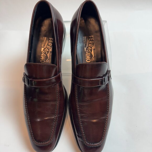 Ferragamo - Oxblood Leather Slip-On Loafers main image 16